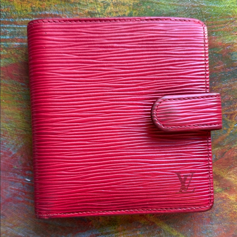 Louis Vuitton Epi Leather Porte Billes Compact Wallet Red LV Vintage